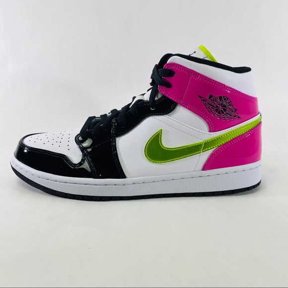 jordan 1 mid white black cyber pink